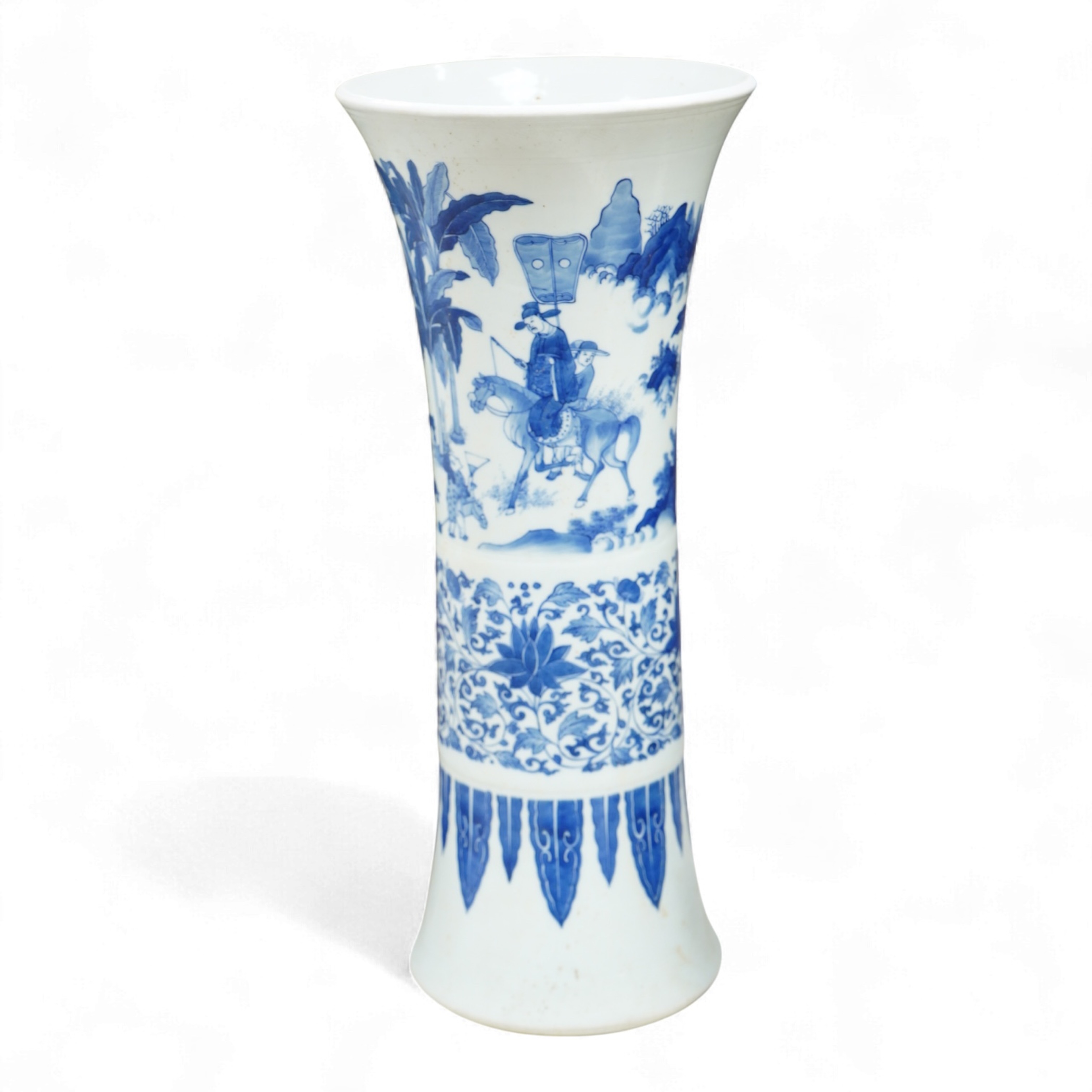 A large Chinese blue and white beaker vase, 45cm high